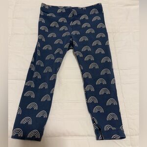 Tea Collection Blue and White Leggings with Rainbow Design